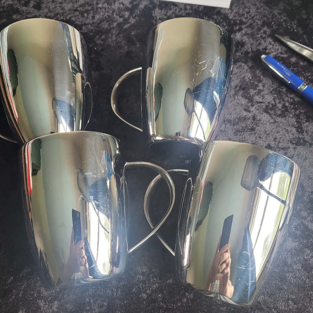 Mikasa double walled stainless steel silver mugs 4